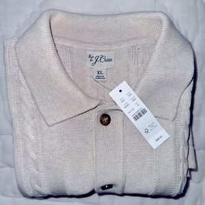 Men’s XL J.Crew Heritage Cotton Cable-knit Cardigan Sweater-Polo